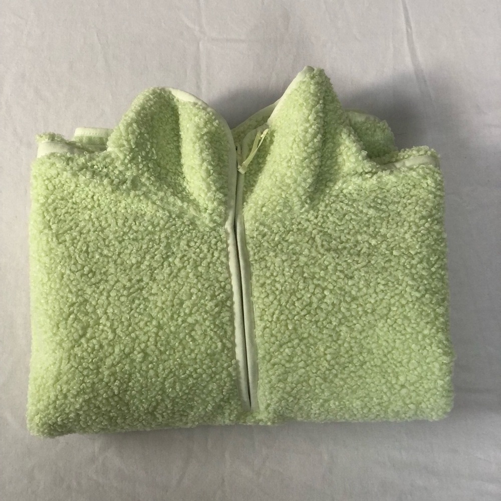 Old Navy Lime Green Cropped Sherpa Quarter-Zip Size Small - Picture 10 of 10